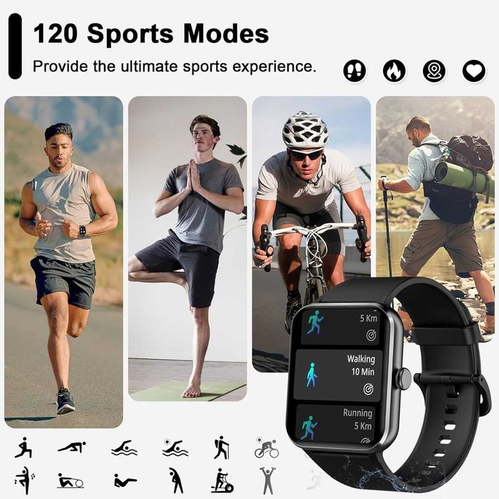 Смарт часовник IOWODO, монитор за сърдечен ритъм, IP68, iOS Android