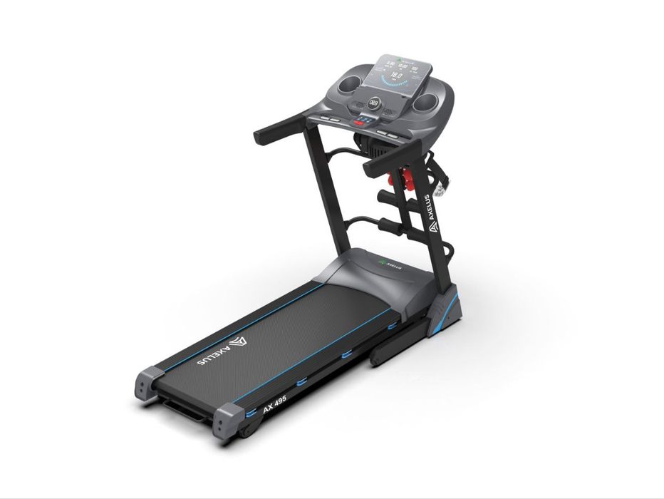 Беговая дорожка Axelus AX 495 для дома с массажером и гантелями

• Мощ