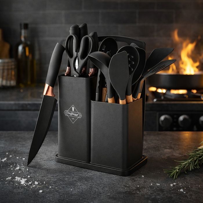 Кухненски комплект от 19 части Cheffinger KSUT01 - ножове, силиконови
