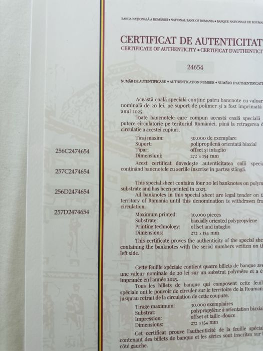 Bacnote Ecaterina foaie intreaga. Detin mai multe serii