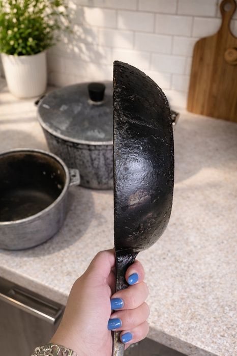 Казаны чугунные два больших и сковородка сковорода