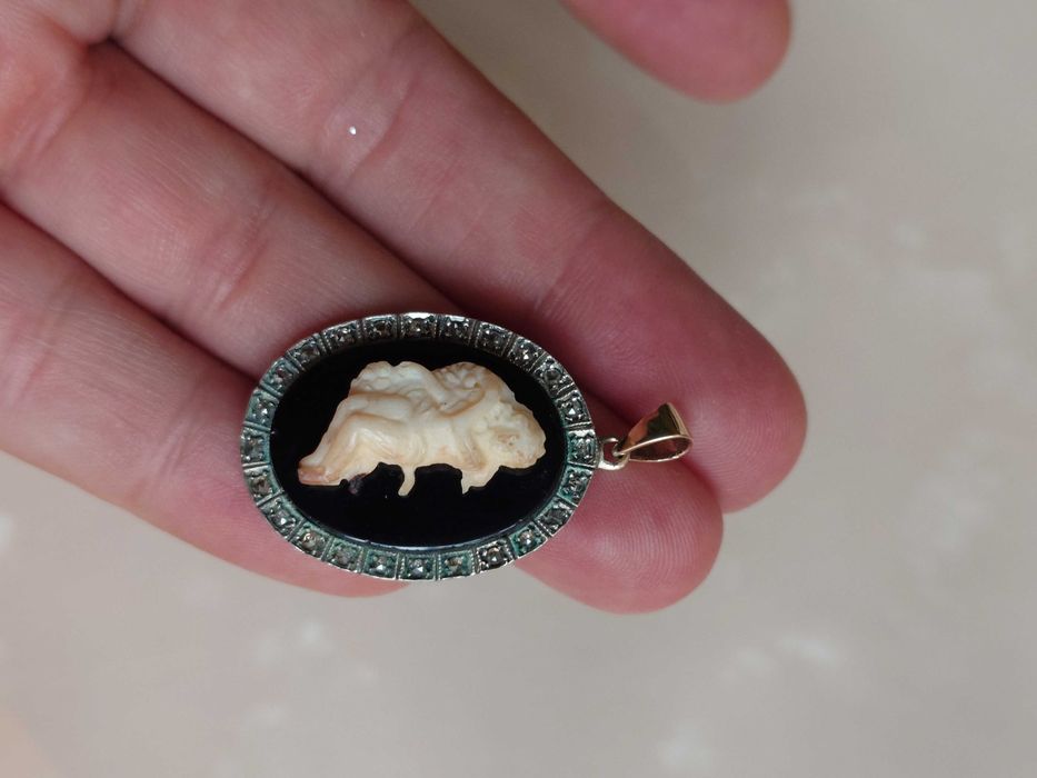 Pandantiv vechi din aur si argint cu diamante naturale