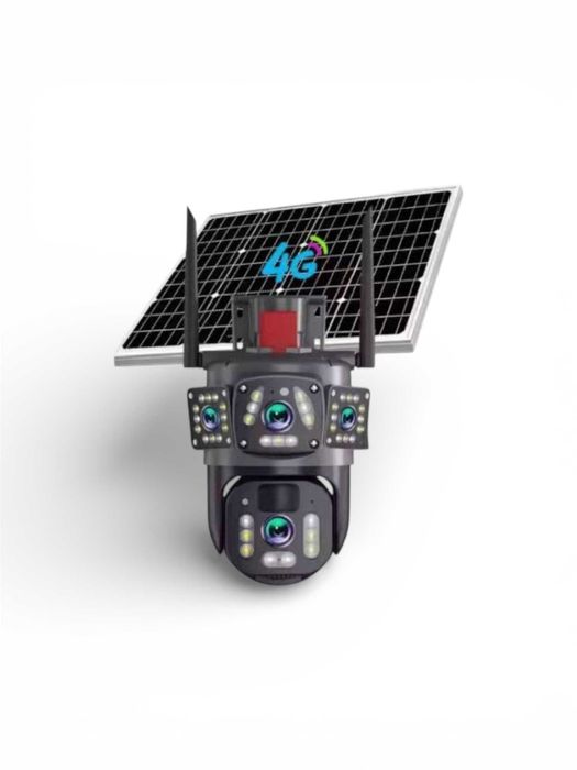 Соларна безжична въртяща камера с 4 обектива 4G 12MP работи с СИМ SIM