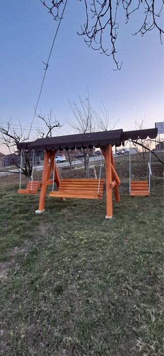 Balansoar din lemn masiv de brad rotund / leagan