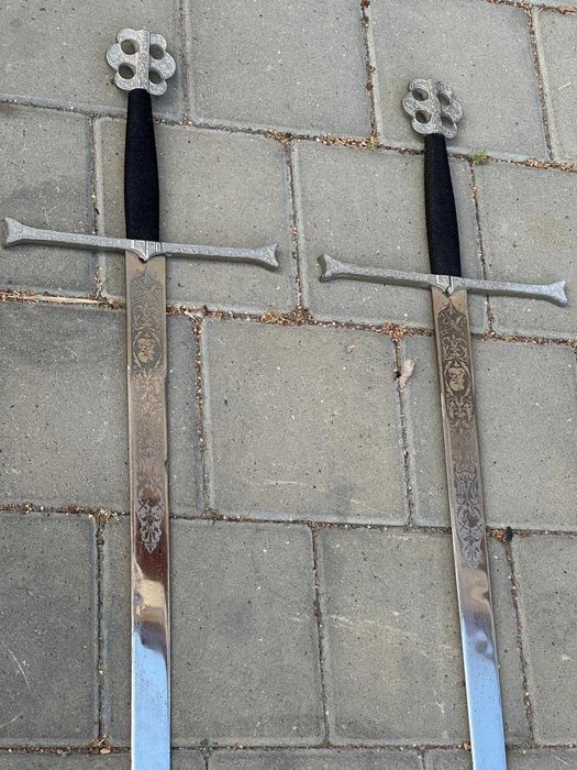 SET 2 SABII - Sabie Decorativă Panoplie / Colectie - Toledo Spania - Model Scotian - Claymore Medieval - Vintage !