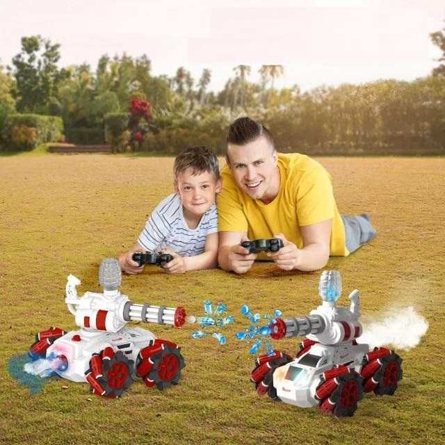 Masina Tanc KOMAZI®, cu telecomanda, lumini , sunet, alb , 6 ani+