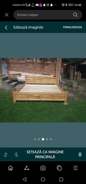 Pat din lemn masiv de stejar