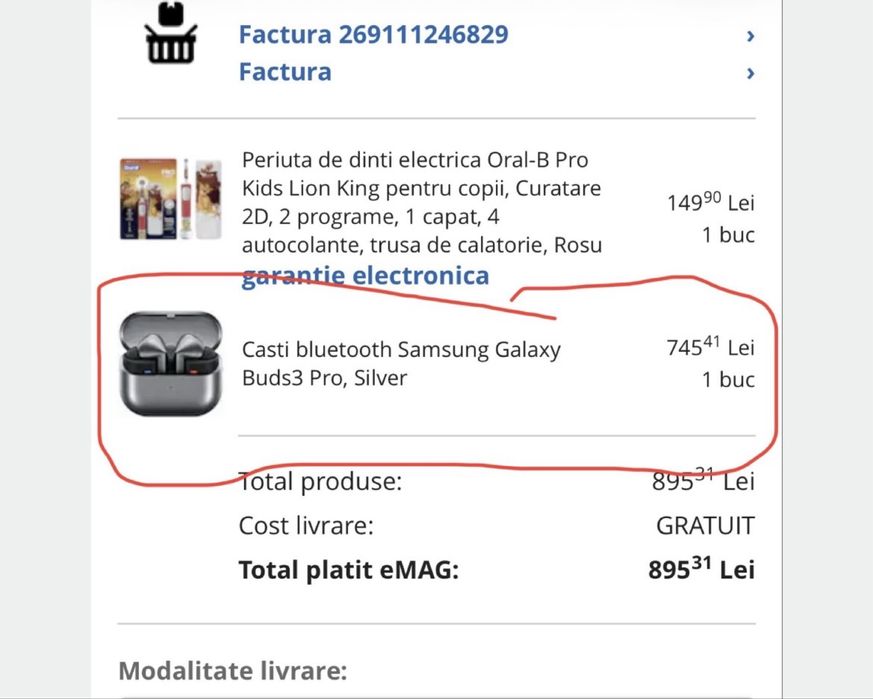 Casti samsung galaxy buds3pro
