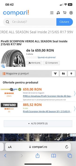 Doua anvelope Allseason ( M+S ) - 215 65 17 - PIRELLI -