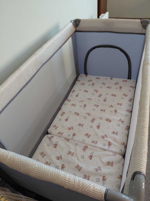 Бебешка кошара на 2 нива Lorelli - Torino, Grey striped elements