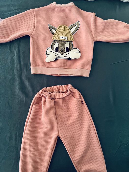 Комплект с Вафлен Ефект Bunny Star Pink – 2 части