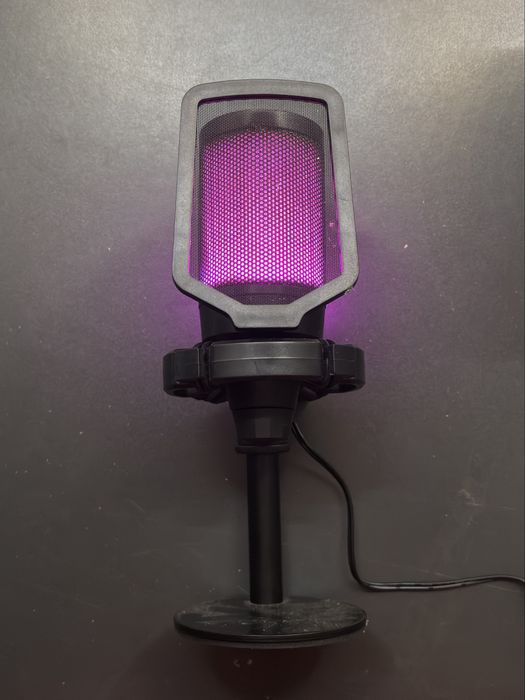 Microfon Streaming Nor-Tec, RGB LED, Cardioid, Jack 3.5mm, Control Volum, Stand Metal, pentru Gaming, Podcast si Streaming