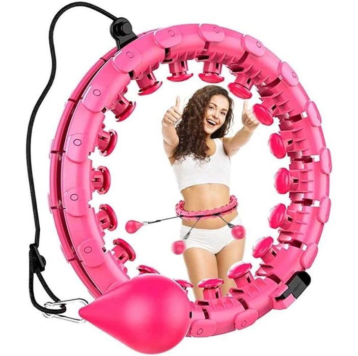 Фитнес обръч розов Hula Hoop утежнен, за отслабване