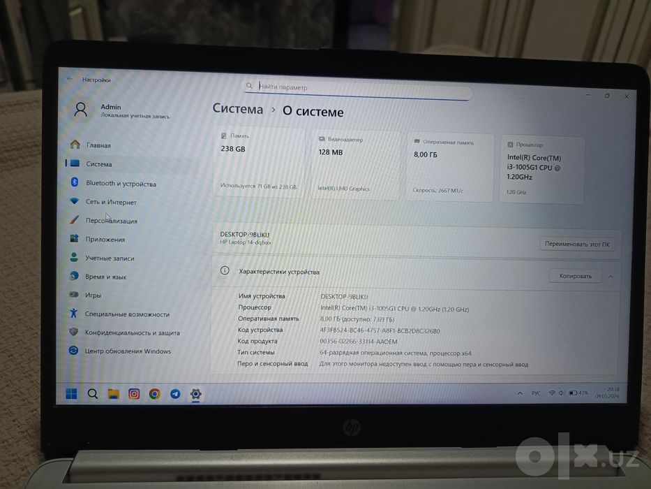 HP notebook sotiladi yaxshi holatda