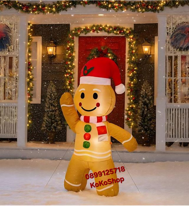 120 см. Надуваемо човече Gingerbread–коледна украса/надуваема меденка