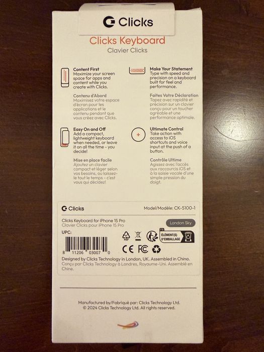 Tastatura Husa Clicks iPhone 15 Pro