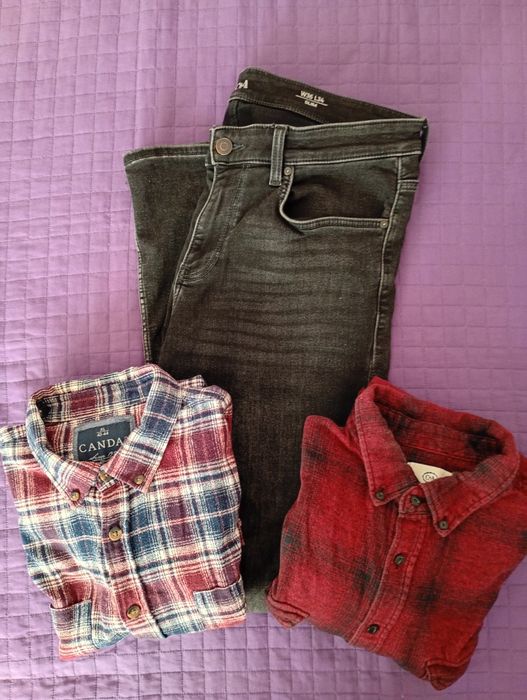 Set denim + 2 cămăși barbați mărime XL