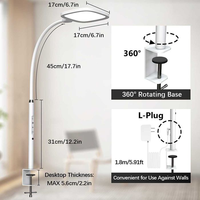 Hapfish LED настолна лампа за учене, 20 W - бяла