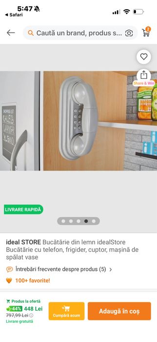 Noua! Set mobilă Bucatarie pentru Copii din Lemn Natural