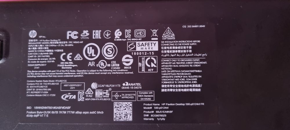 Pc hp pavilion 590 i5 gen 8 8gb ram ddr4 128 gb ssd wifi