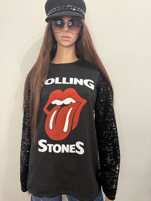 Блуза с ефектни ръкави от пайети