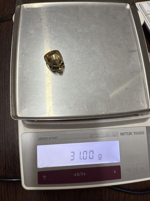 Inel aur 18 k craniu skull unicat