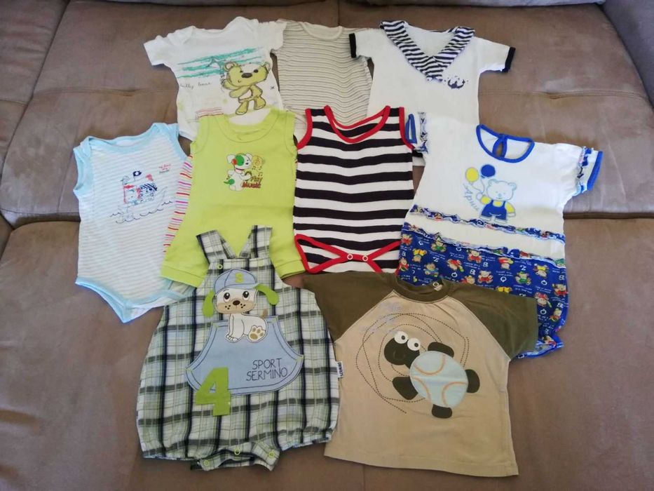 Лот бебешки бодита с ръкав 62 см. 9 части