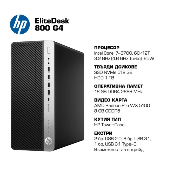 Компютър HP EliteDesk InterCore i7; AMD Radeon