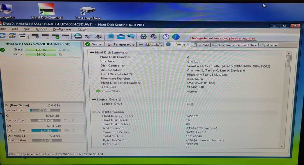 1.HDD Hard Disk Laptop Hitachi 750Gb 5400rpm 8MB SATA II