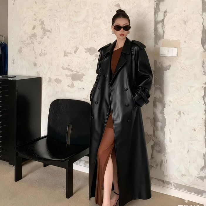 Кожанный тренч-плащ