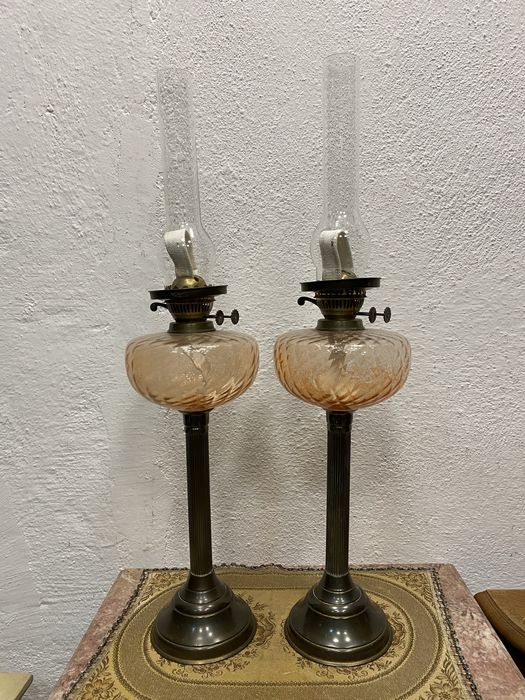 Огромни газени лампи с медна основа 80 см