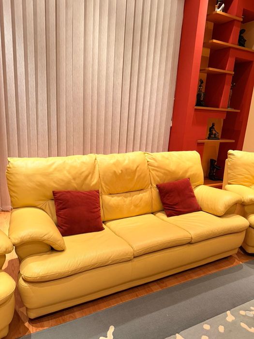 Canapea extensibilă piele + fotolii