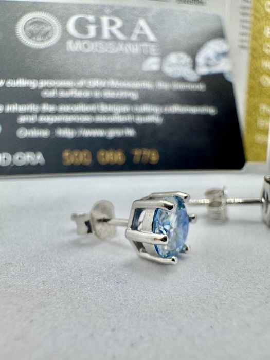 Сребърни обеци с мойсанит (Диамант) 1 карат