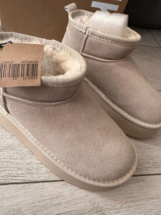 Ghete Ulanka piele Premium Noi cu talpa inalta tip UGG
