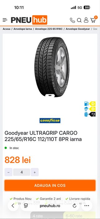 225/65R16 C Good Year noi ( 4 bucăți de iarnă )