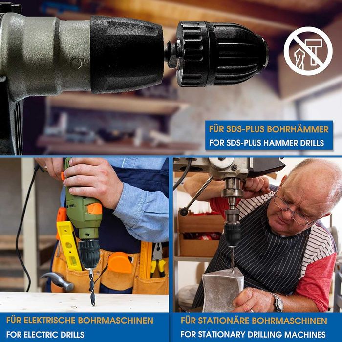 S&R безключов патронник за бормашина, 2 mm 13 mm, SDS plus, Германия