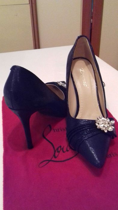 Pantofi cu cristale Swarowski, 39-40,negri