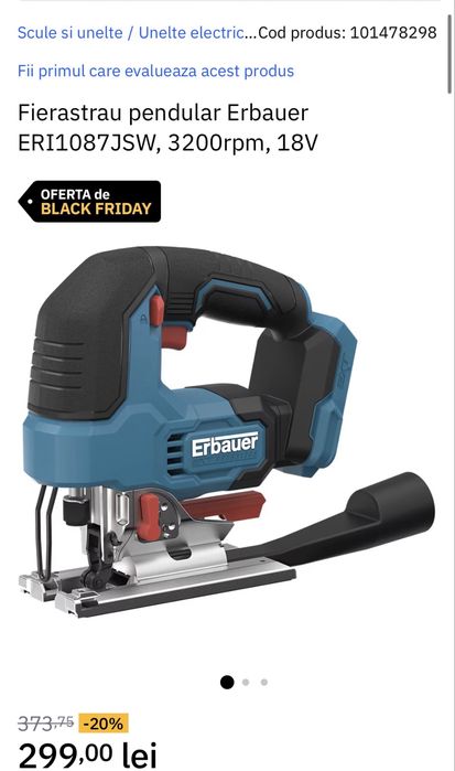 MDM vinde: Fierastrau pendular Erbauer ERI1087JSW+Acumulator 5.0Ah.