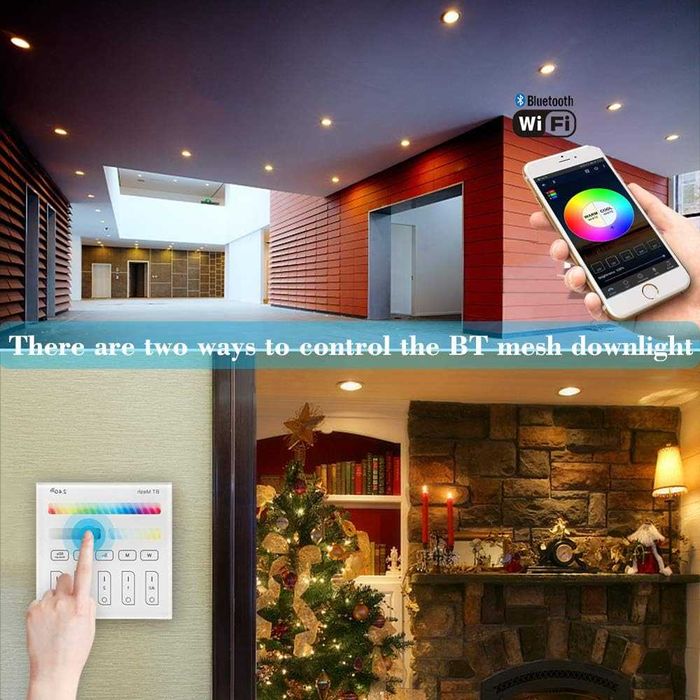 Spoturi LED 9W,Plafoniere încastrate WiFi Bluetooth Mesh RGBCW RGB Alb