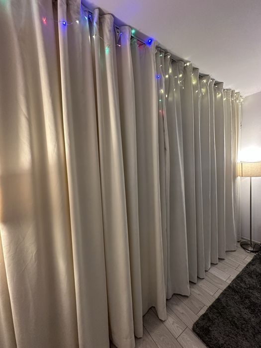 Set Draperii bej semiopac, două bucăți