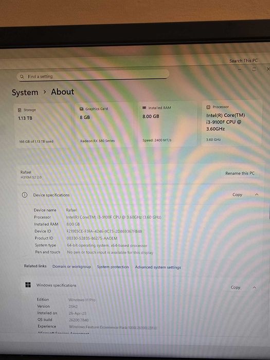 PC i3 9100F + RX 580 8GB / SSD + HDD /pc office si gaming+ casti cadou