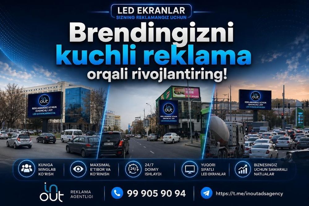Led ekran reklama / Tashqi reklama. / Reklama joylash