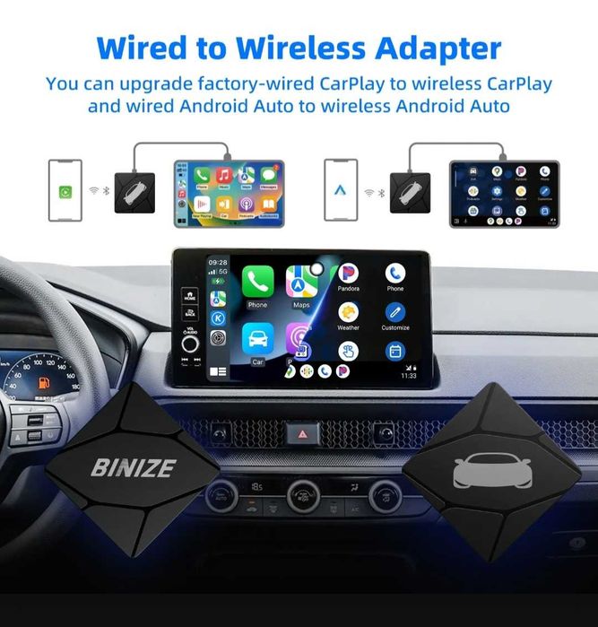 Binize 2-in-1 для CarPlay и Android Auto