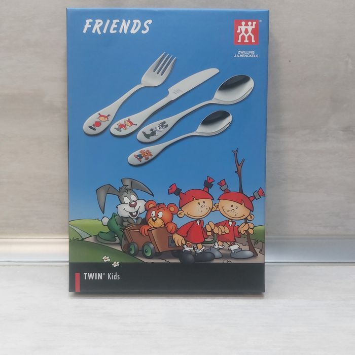 НОВ Луксозен Детски комплект прибори ZWILLING Twin Kids Friends, 4 части (Неръждаема стомана 18/10)