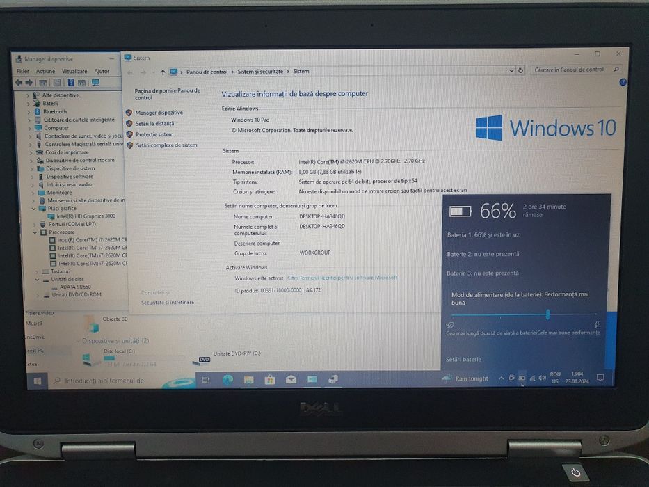 Laptop Dell i7 ssd 240gb 8 gb ram garantie