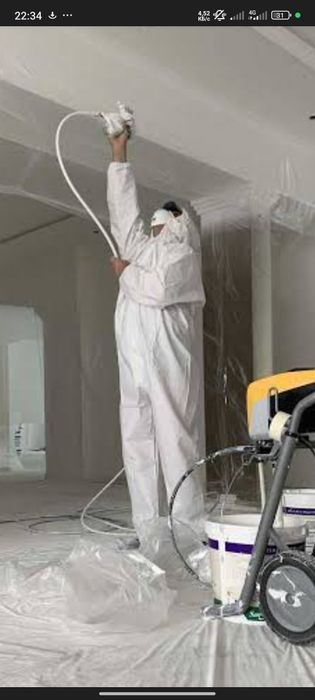 Буёк,краска сепамиз.Безвоздушная покраска стен, потолка. Офисы фасад.