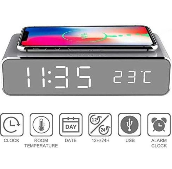 Цифров будилник Maxxter с функция за индукционно зареждане