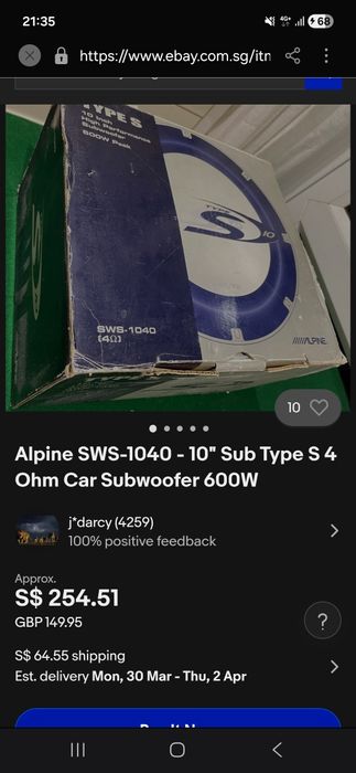 Subwoofer auto Alpine 600W