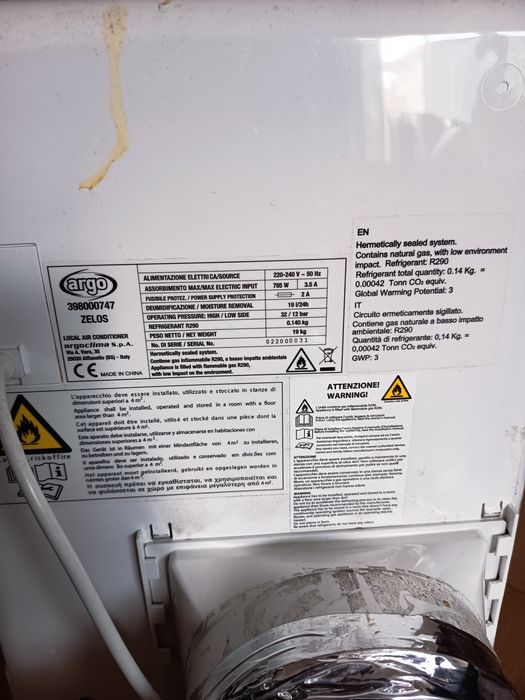 Argo Zelos aer conditionat portabil 8000 btu/h, clasa a