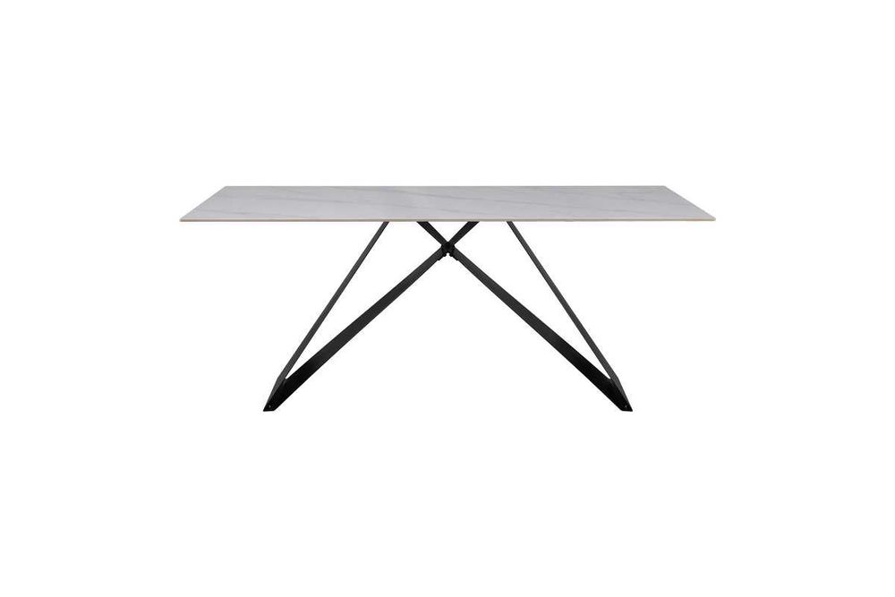 Трапезна маса Meja, Синтерован камък и метална основа, 2 цвята, 180х90